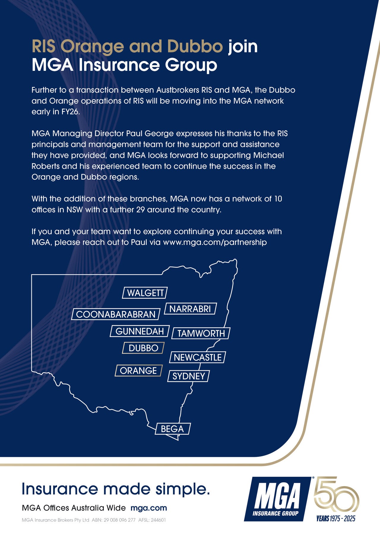 MGA Expands in New South Wales