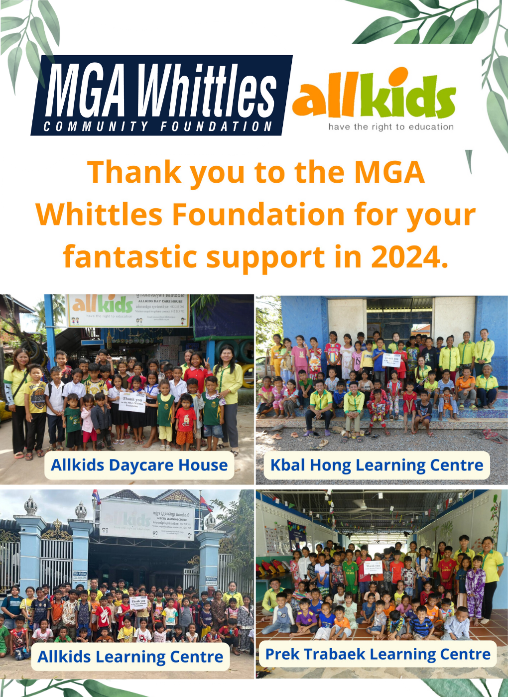 MGA Whittles Foundation: Proudly Supporting AllKids’ Right to Education